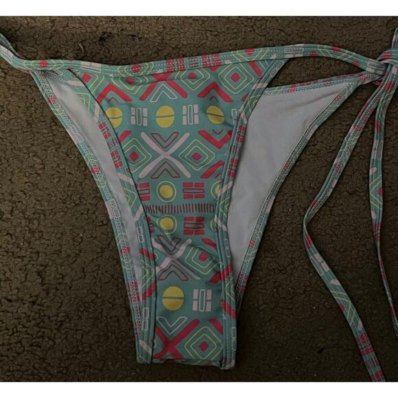 TASHEHE String Bikini High Leg Cut/Triangle Removable Pads Geometric Size S - Picture 2 of 14
